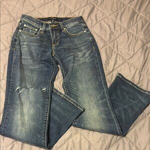 Lucky Brand Blue Straight Leg Jeans with Distressed Details
